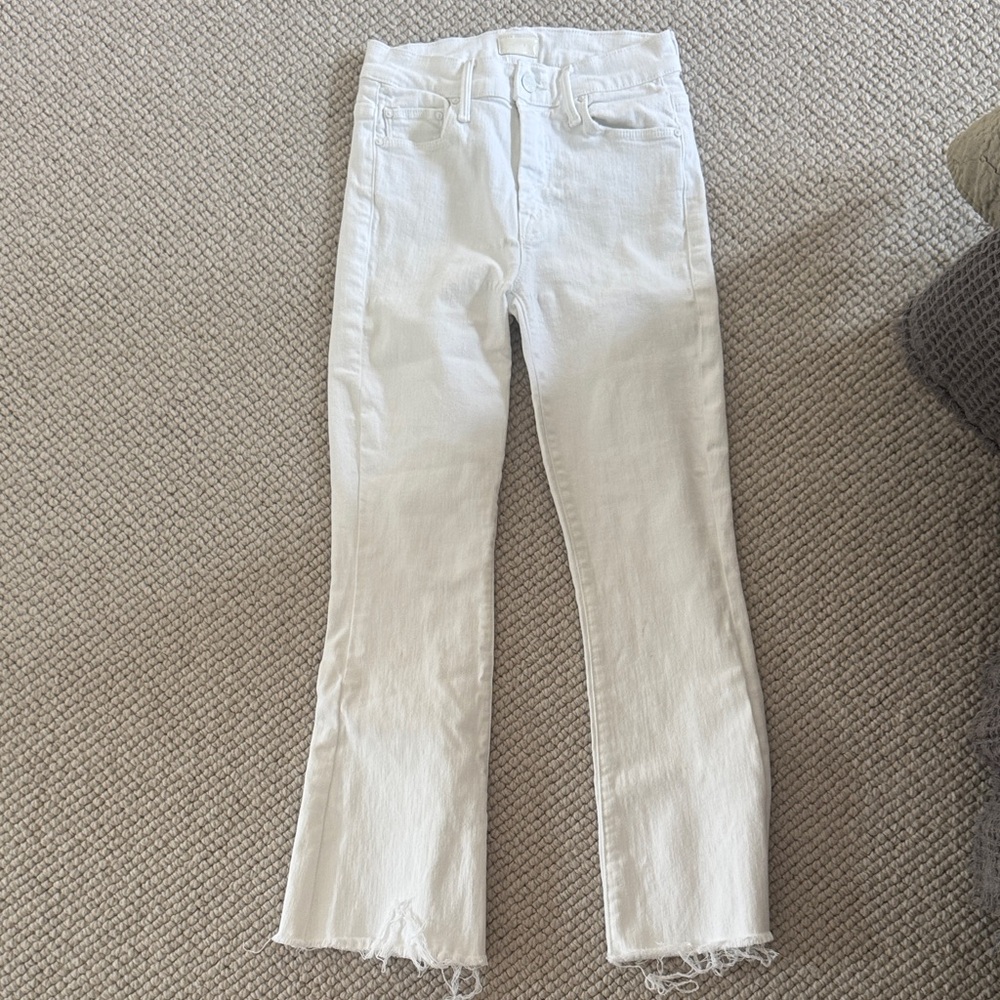MOTHER Women's Straight Leg White Jeans